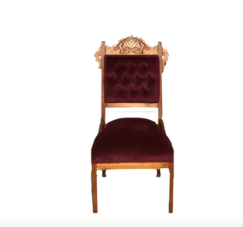 Burgundy Velvet Slipper Chair